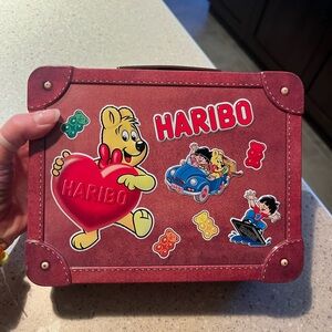 HARIBO metallic box- Red and Brown with Fun Graphics